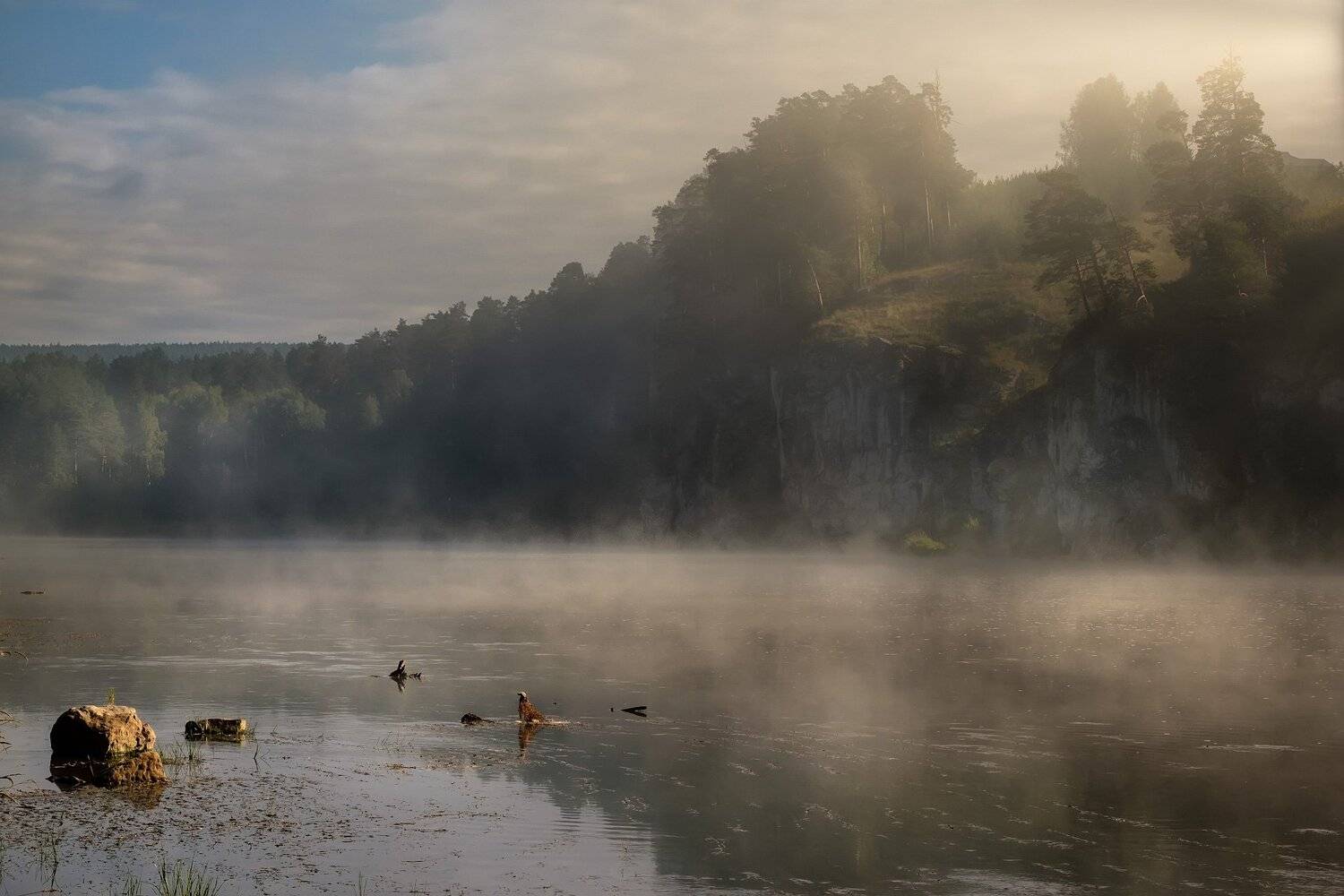 пейзаж, урал, ай, река, утро, туман, скалы, Андрей Чиж