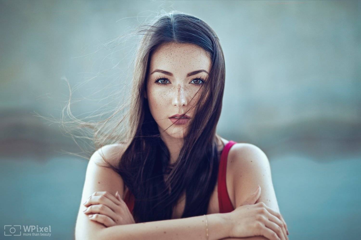 portrait women eyes brunette, Wojtek Polaczkiewicz