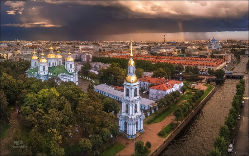 Питер, санкт-петербург, город, церковь, собор, радуга, закат После дождя... фото превью