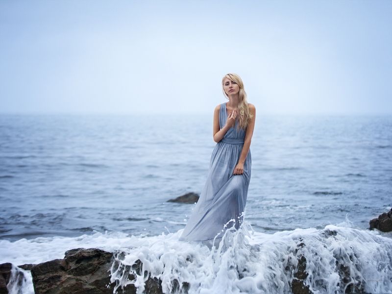 море, волны, девушка, портрет, нимфа Морская нимфа фото превью