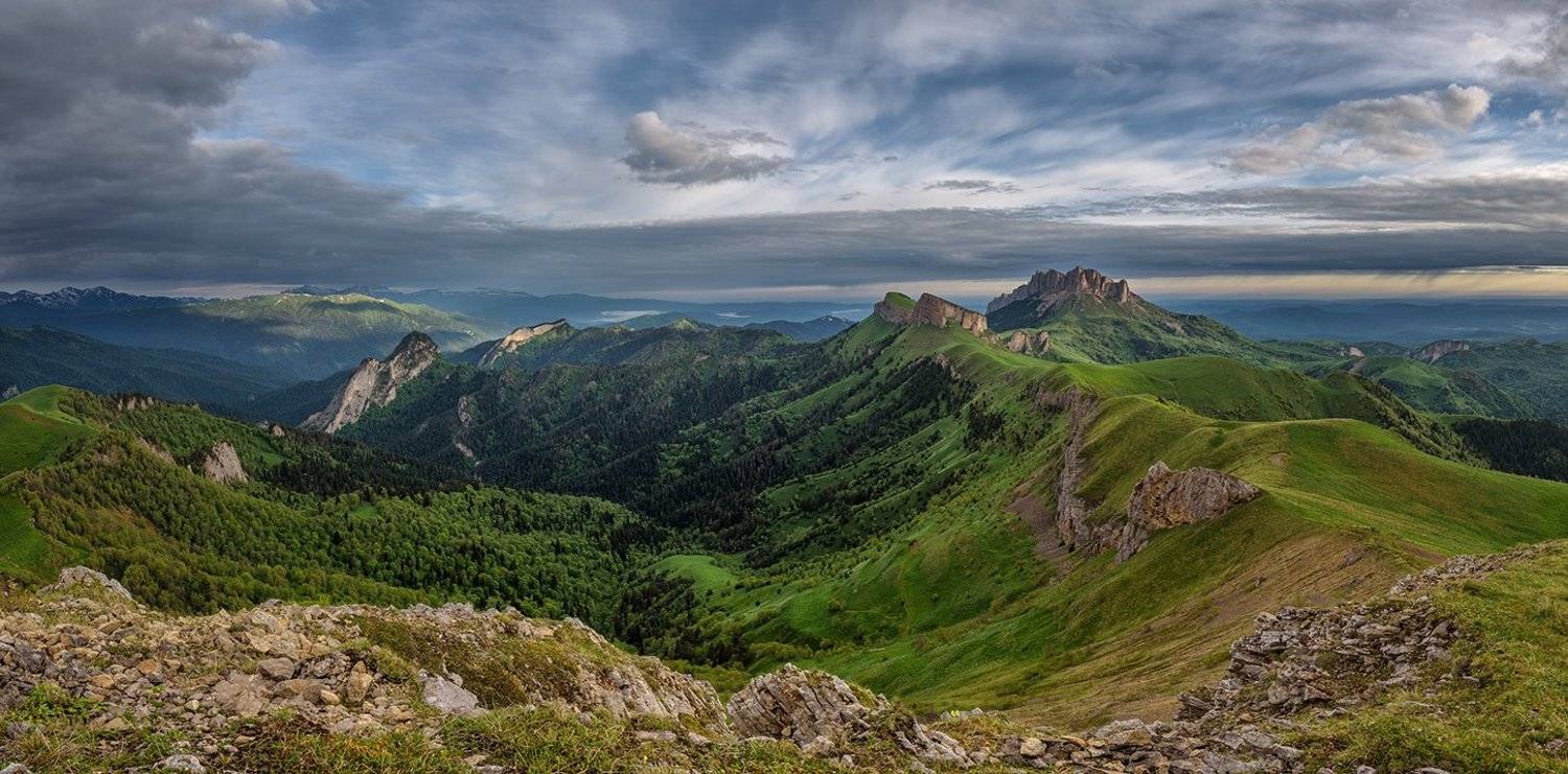 закат, большой тхач, малый тхач, асбестная, горы, пейзаж, рассвет, кавказ, адыгея, радуга, ачешбоки,, Александр Хорошилов