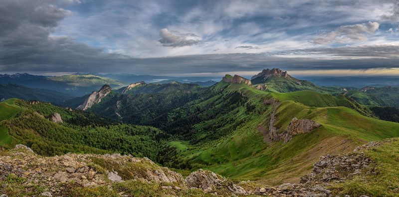 закат, большой тхач, малый тхач, асбестная, горы, пейзаж, рассвет, кавказ, адыгея, радуга, ачешбоки, Утро в горах фото превью