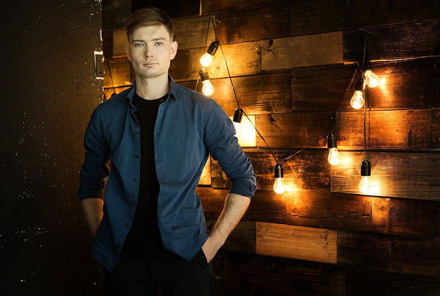 мужской, портрет, мужчина, лампы, дерево, красивый, парень, Дарья Комарова