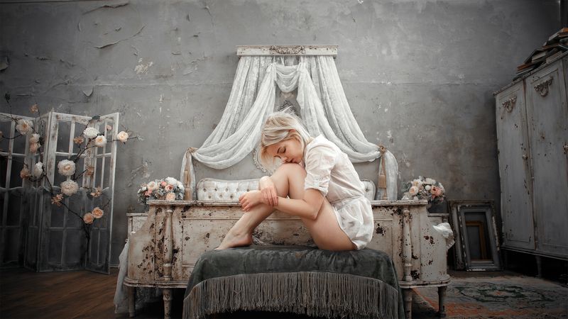 girl, model, portrait, bedroom, bed, light, silence, peace, blonde, retro, grunge, russia, девушка, модель, портрет, спальня, кровать, свет, тишина, покой, блондинка, ретро, грандж, россия Veil фото превью