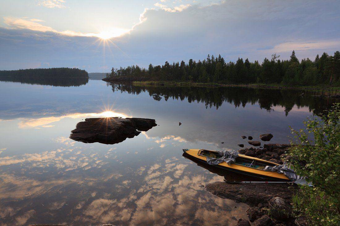 карелия, байдарка, закат, Михаил Псарёв