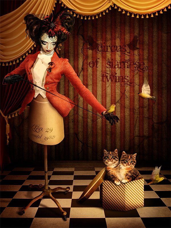 коллаж, фотоарт, фотошоп, манекен Цирк сиамских близнецов. Из жизни одного манекена фото превью