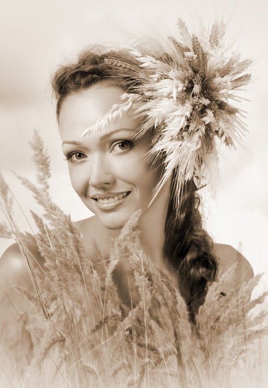 портрет, девушка урожай фото превью