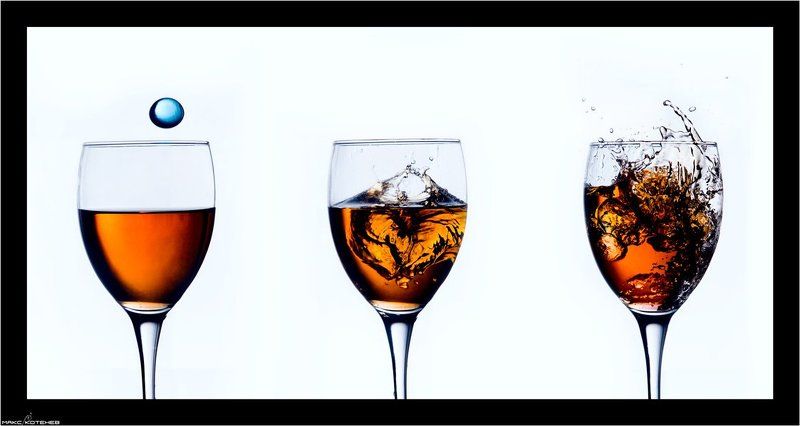 фужер, брызги, коньяк, вода динамика жидкости фото превью