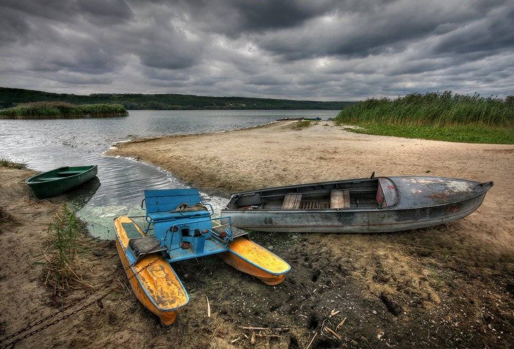 лодки, тучи, ветер, вечер, вода, агуст, Петриченко Валерий