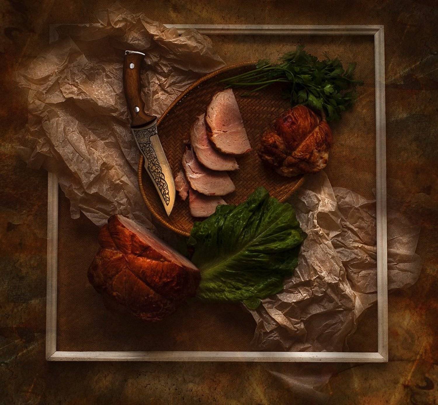 буженина, салат, лук, нож, дегустация, Aushra