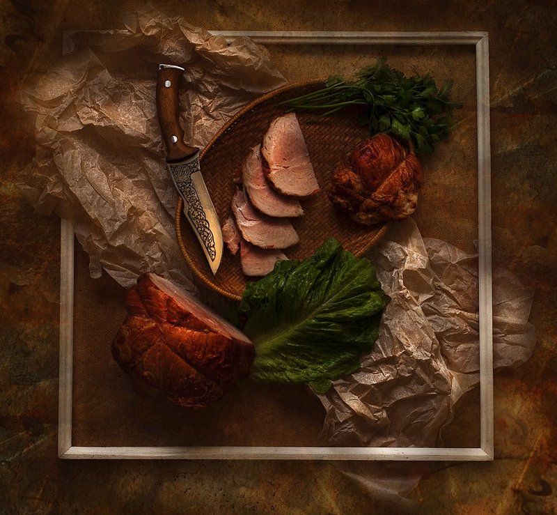 буженина, салат, лук, нож, дегустация дегустация фото превью