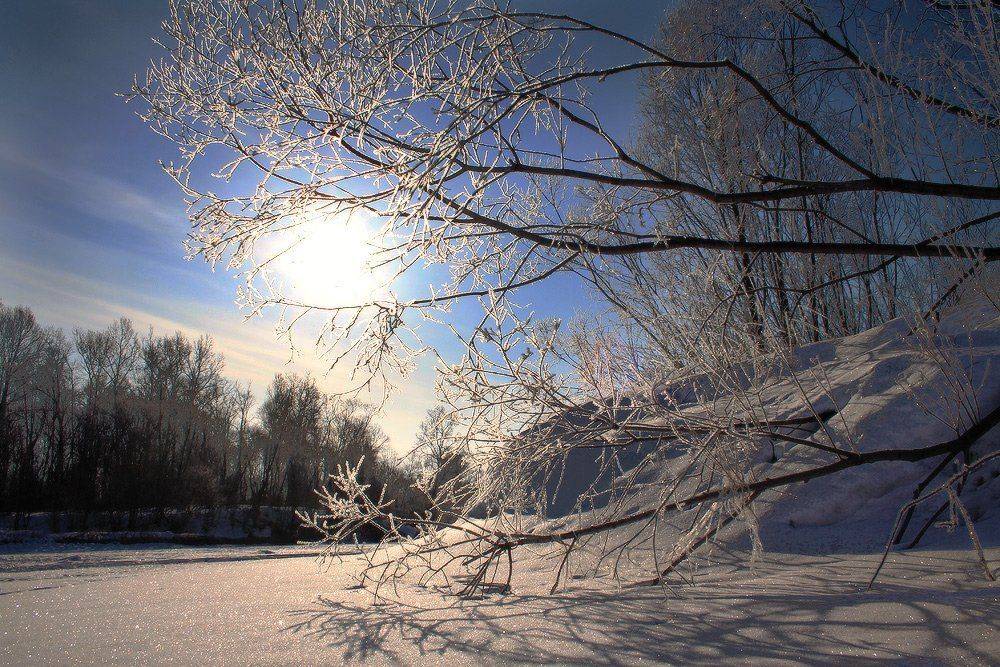 зима, вечер, снег, Николай Морский