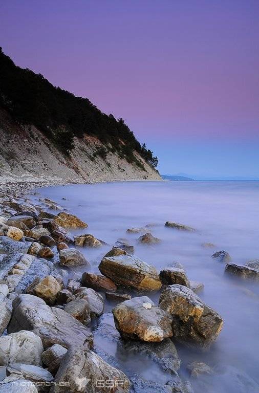 закат, море, бухта, камни, Serj Master