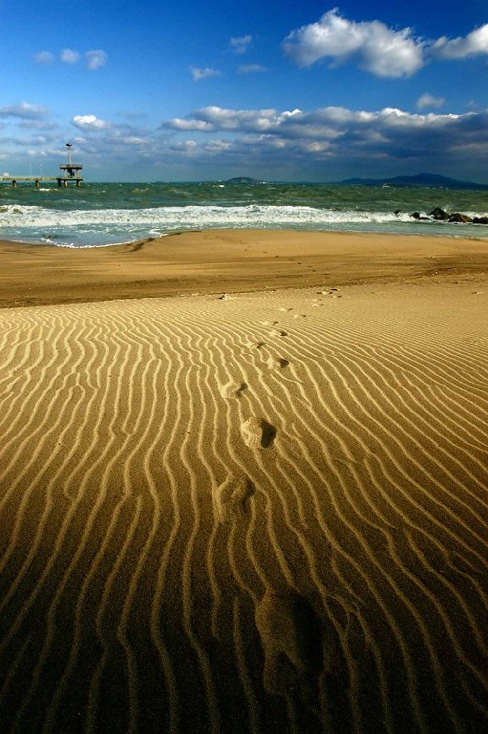 bridge, sea, wave, water, rocks, sand, sun, sky, sunrise, clouds, beach, coast,, Senna Ayd-Photographer