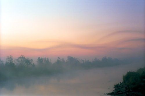 Предрассветные волны тумана.