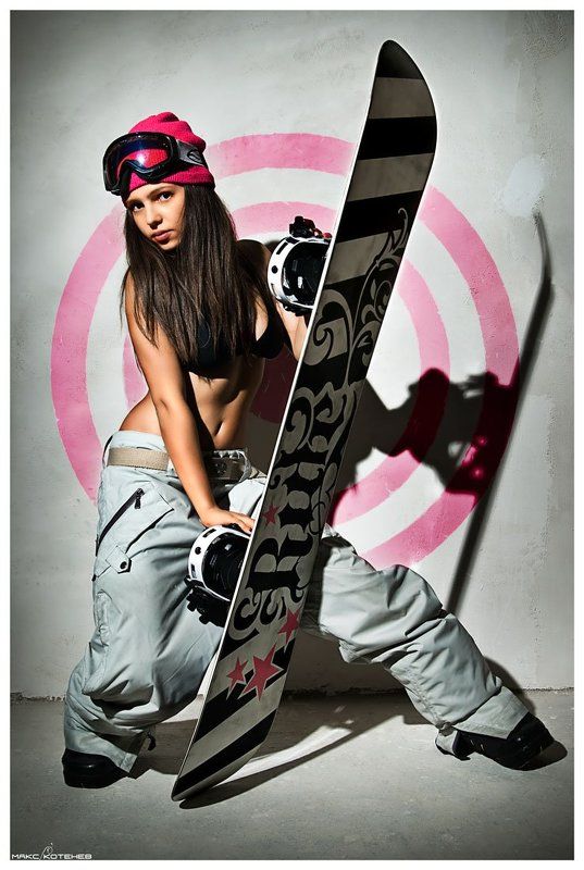 девушка, сноуборд  фото превью
