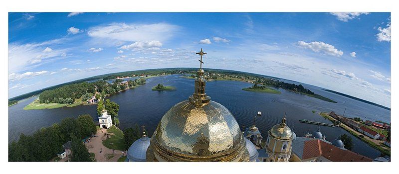 нилова, пустынь, панорама с высоты полёта птичьих стай фото превью