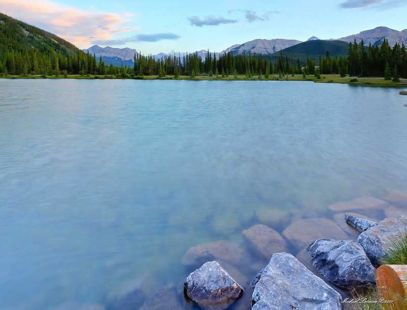 lake, sunset, rocky, mountains, evening Summer.Evening in the Rocky II. фото превью
