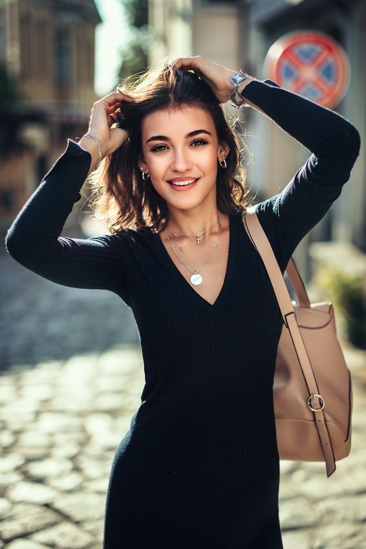 beauty, Brunette, blueyes, street,  фото превью