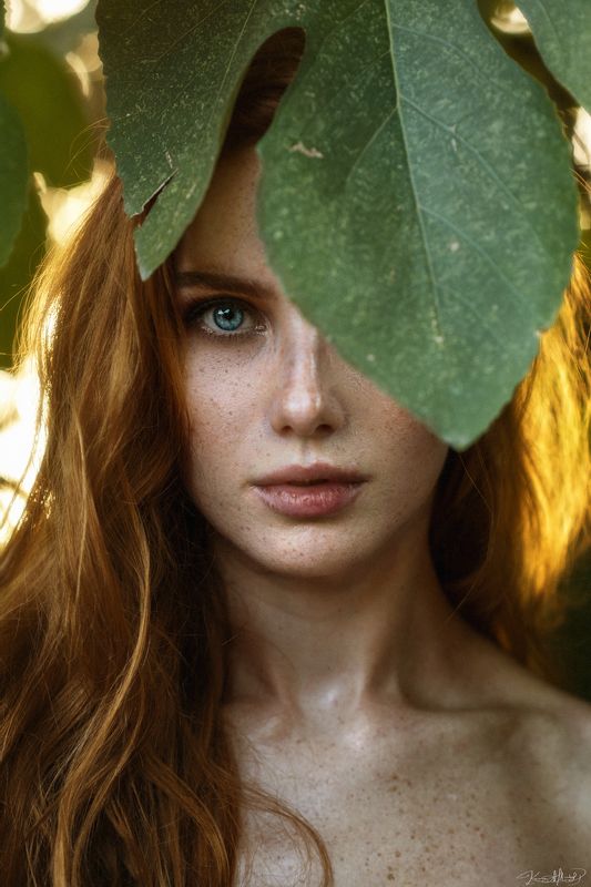 portrait, art, 85mm, eye, beauty, sunset, natural light, nikon, beautiful, freckles, ginger, colors Christine фото превью