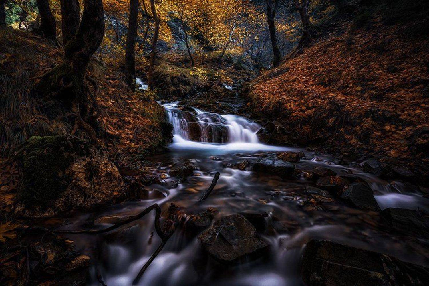 greece, trikala, long exposure, trees, waterfalls, nature, autumn, water, blue, travel, light, leaves, colors, beauty, Konstantinos Lagos