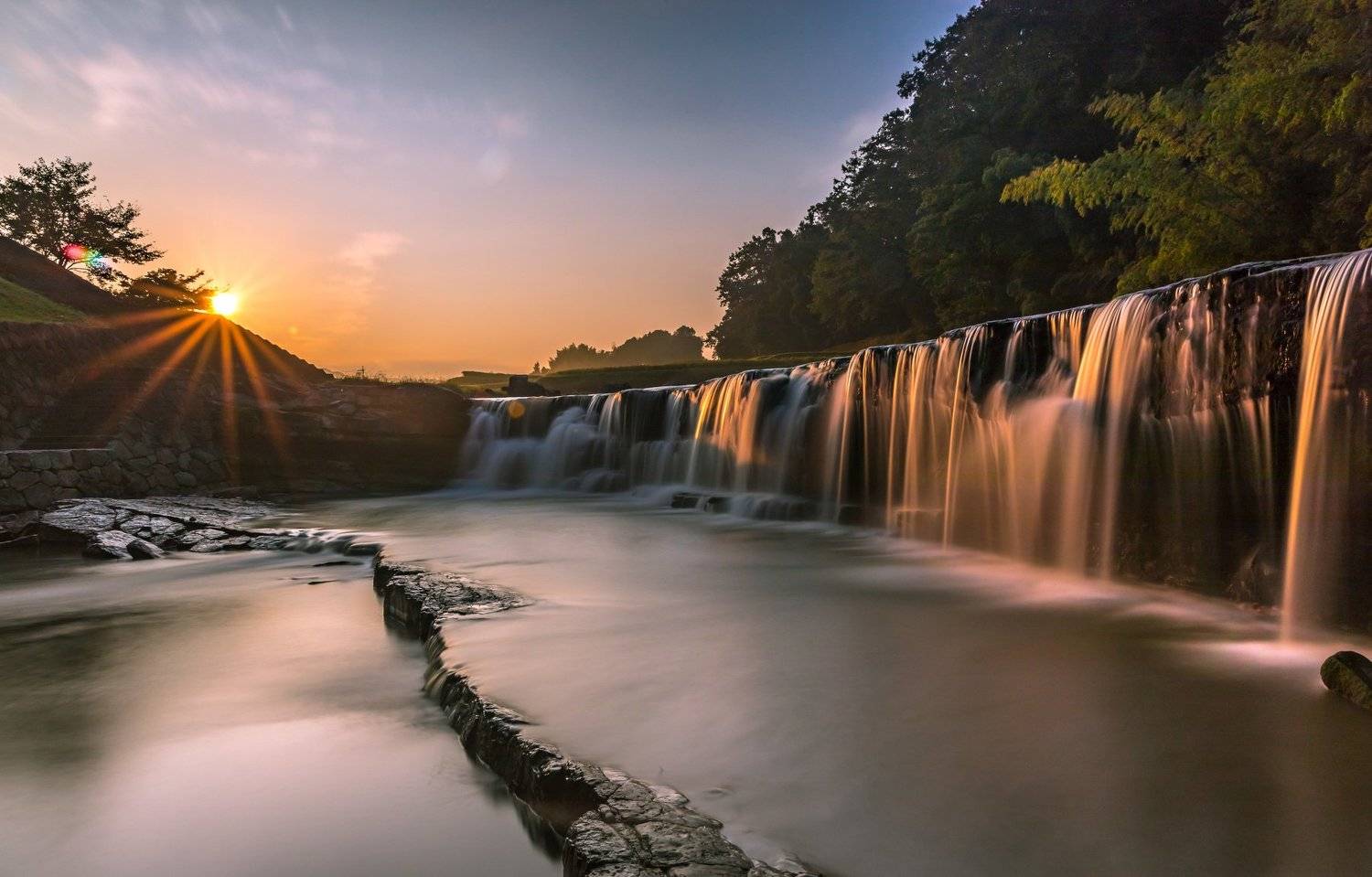landscape, sunrise, nature, waterfall, hyogopprefecture, longexposure, morning japan, Hasan Jakaria