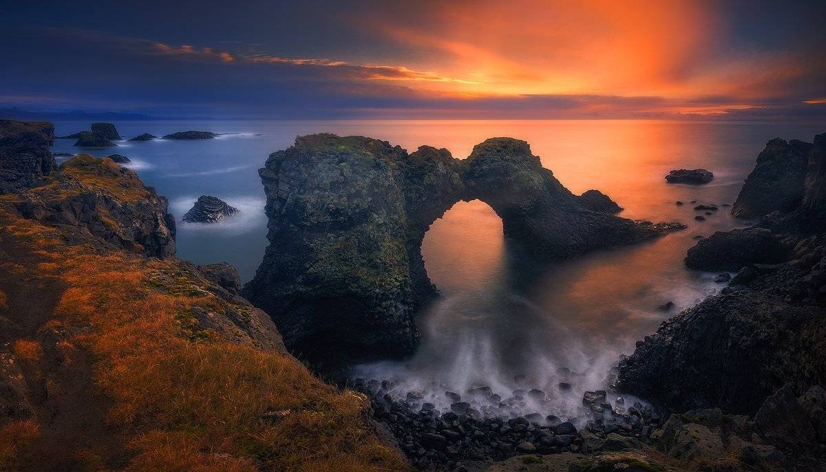arnarstapi, iceland, landscape, sunrise, panorama, Roberto Pavic