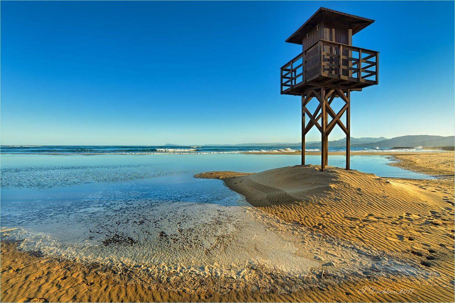 море, пляж, волны, горы, закат, пейзаж, Sergey Drobkov