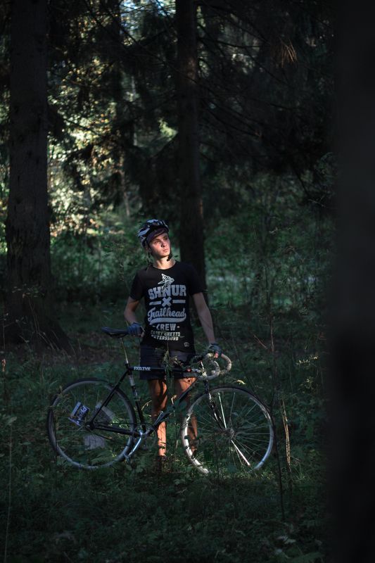 велосипед, лес, солнце, закат, лето Прощальный луч лета фото превью