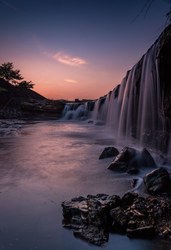 landscape daybreak waterfall sunrise rocks nature  [ In the Dream ] фото превью