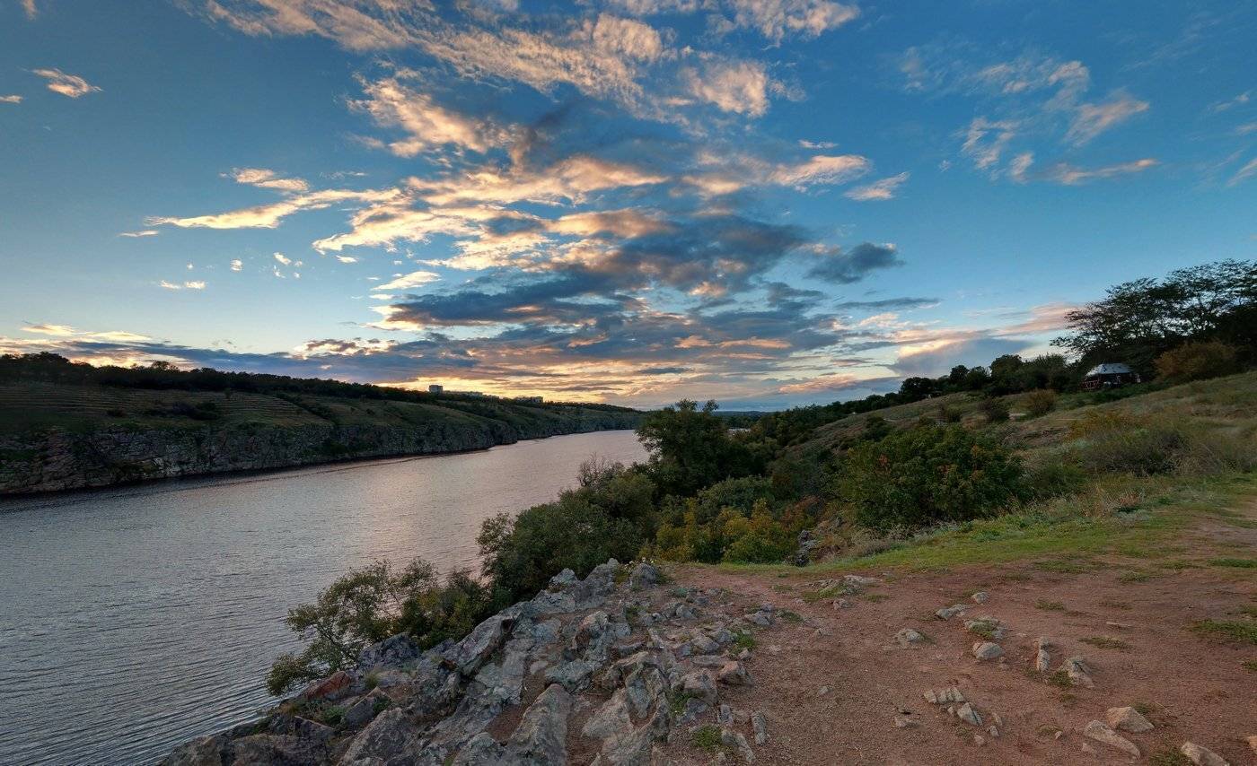 пейзаж,небо,река,днепр,скалы,вечер,осень,хортица,закат, Сергей Богачёв
