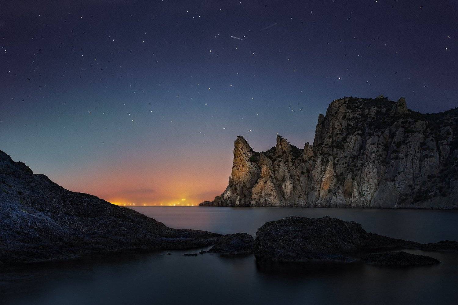 рассвет, ночь, караул-оба, новый свет, судак, звезды, гора, Макс