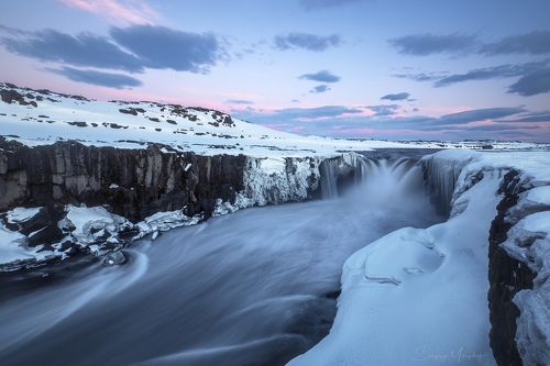 Selfoss waterfall at winter time. Iceland.