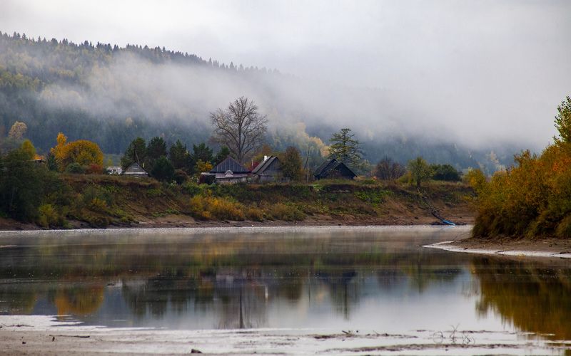 урал, пермский край, река, туман д. Малышата фото превью