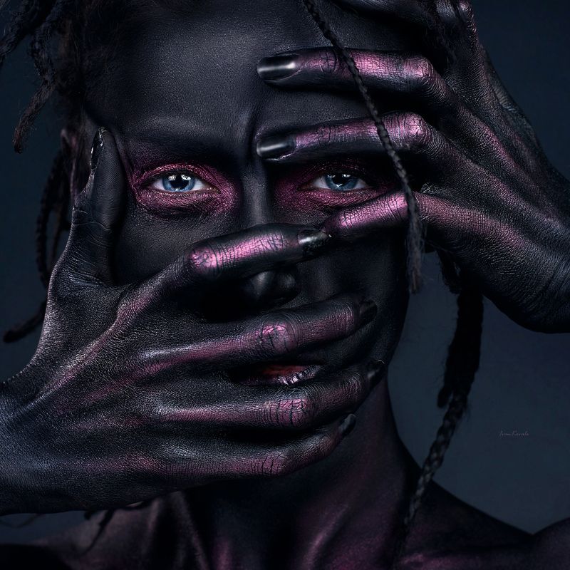 портрет, арт, фейсарт, лицо, взгляд, глаза, руки, ivankovale The silence фото превью