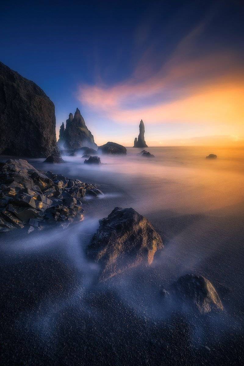 reynisfjara iceland landscape seascape waterscape long exposure sunset , Roberto Pavic