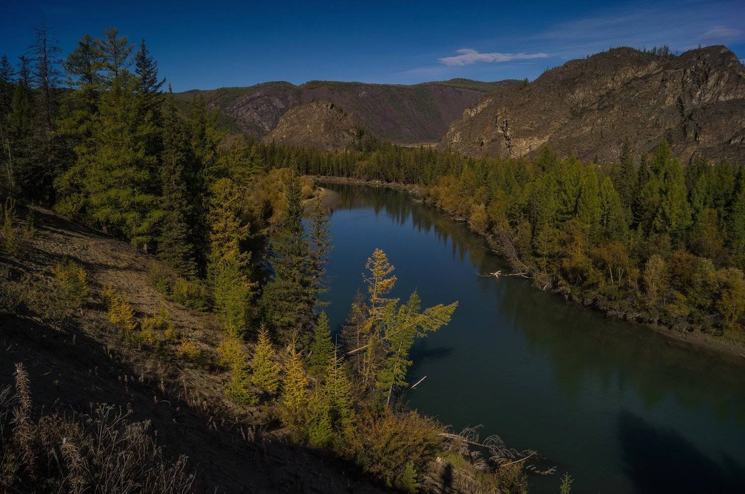 природа  алтай река  горы пейзаж путешествие осень  тени, Людмила