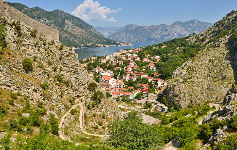 черногория, котор, боко-которская бухта, лето, адриатика Виды Боко-Которской бухты по мере подъёма фото превью