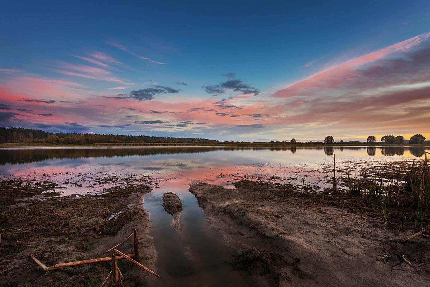 природа, пейзаж, закат, озеро, Nature, landscape, sunset, Дмитрий Сдобин