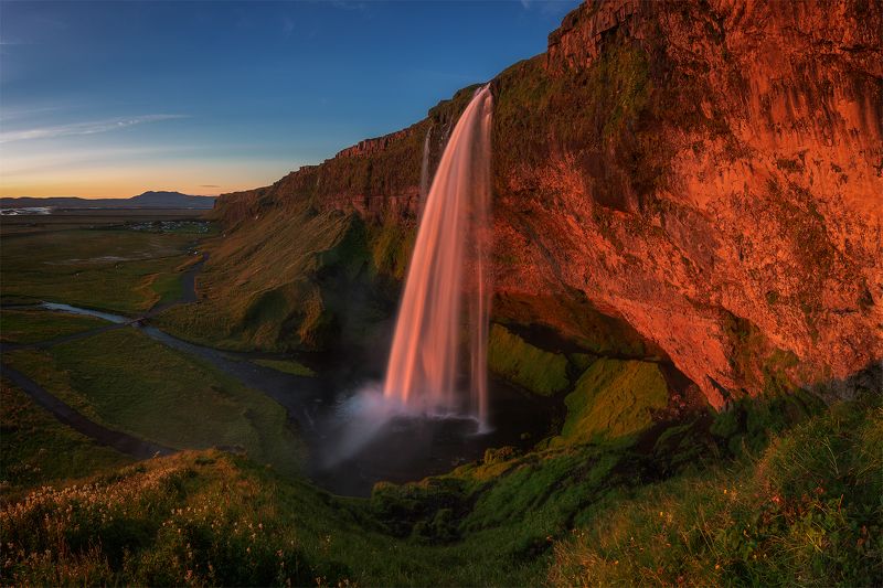 сельяландсфосс, исландия, iceland, seljalandsfoss, Вечер в Исландии. фото превью