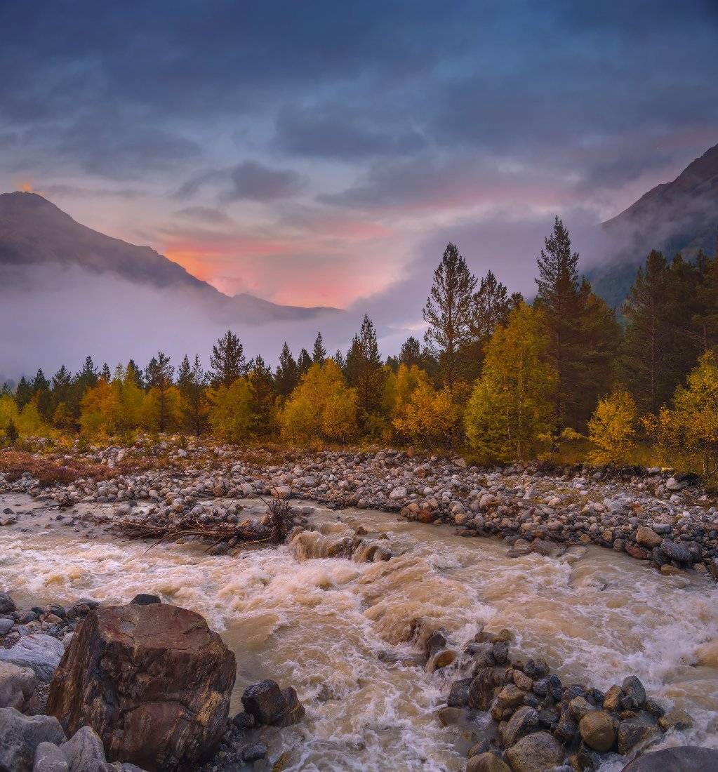 осень,вечер,река,шаурту,чегем,кбр, Елена Брежицкая