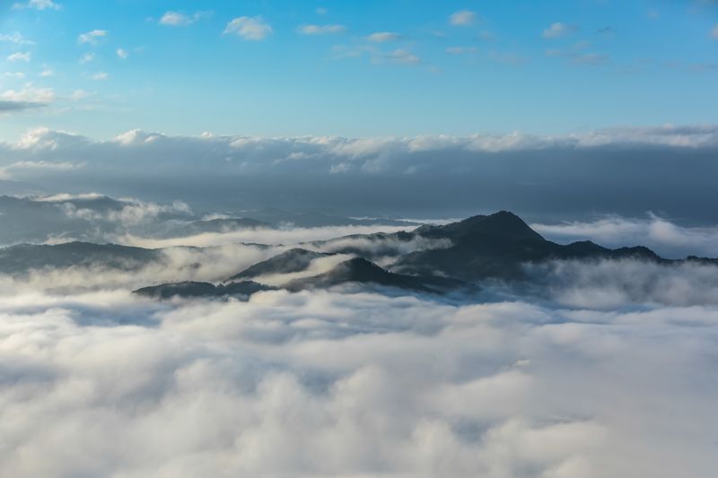 landscape nature morning low clouds mountain   [ Sea of clouds ]  фото превью