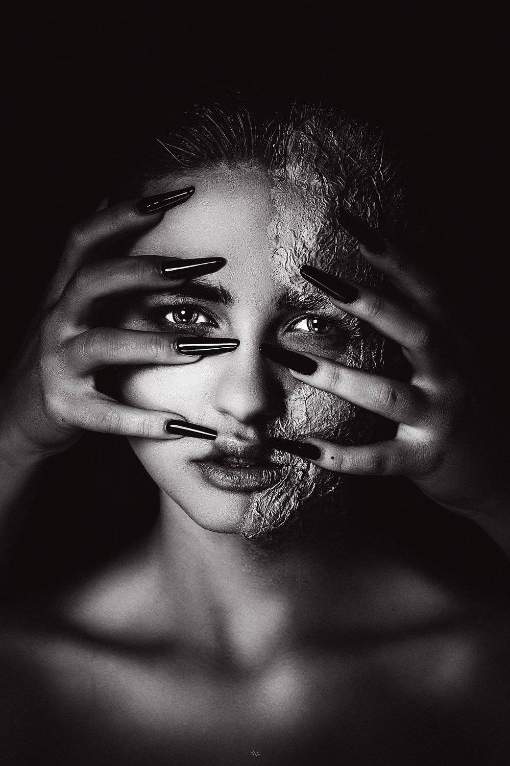 woman, portrait, conceptual, art, black and white, studio, Руслан Болгов (Axe)