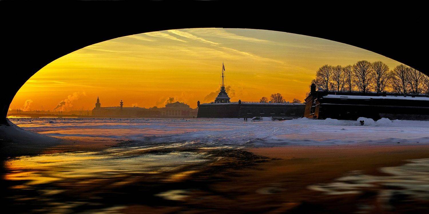 зима, лед, снег, крепость, город, пейзаж, панорама, Александр Игнатьев