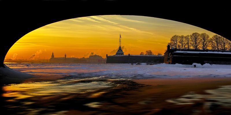 зима, лед, снег, крепость, город, пейзаж, панорама Январь фото превью