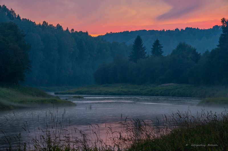 вепсский край, ленинградская обл, оять, река, вечер, лето, Вечерняя Оять. фото превью