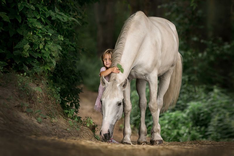девочка, лошадь, лето, дети, животные, прогулка Моя лошадка. фото превью