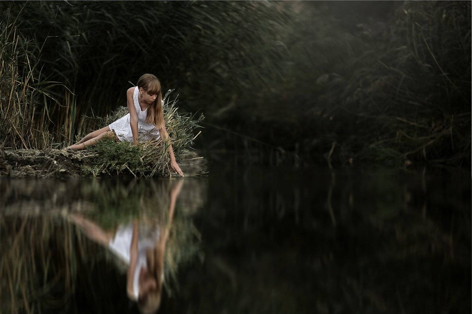 вода, отражение, река, камыши, дети, портрет на воде, дети в кадре, , Щепин Сергей