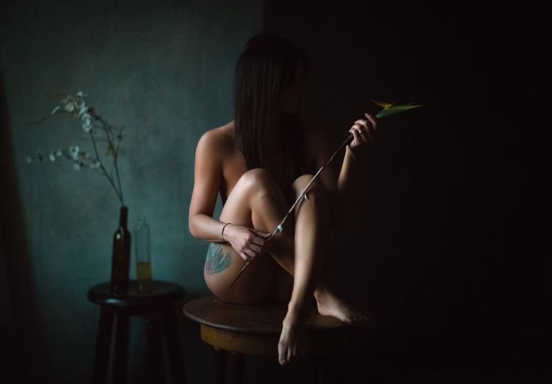 девушка,жанр,портрет,фотография,модель,арт,portrait,photography, middle,nature,soul,свет,girl,canon 85 mm, woman,monochome,ню,гламур Only the flowers are really фото превью