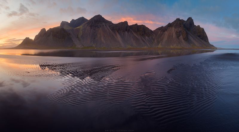вестрахон, исландия, пейзаж, горы, гора, панорама, побережье, стоккснес, iceland. stokksnes, vestrahorn, nature, panorama, landscape, Вестрахорн на закате фото превью